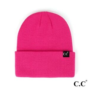 C.C Fuchsia Unisex Solid Cuff Beanie
